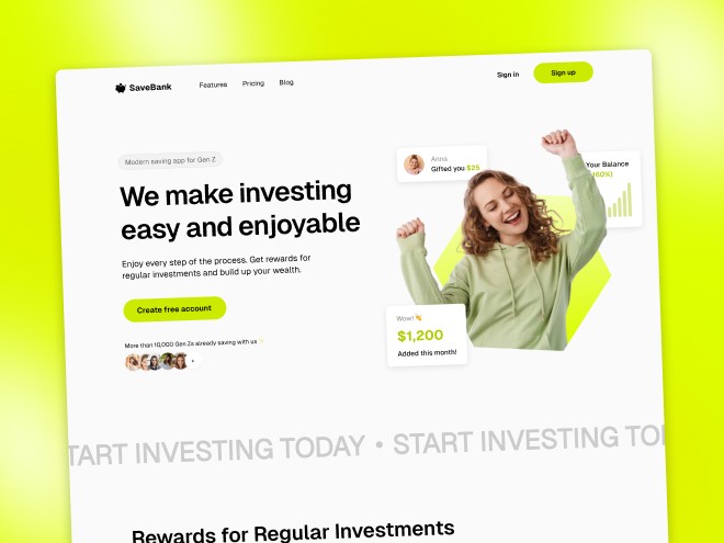 Fintech website hero section design