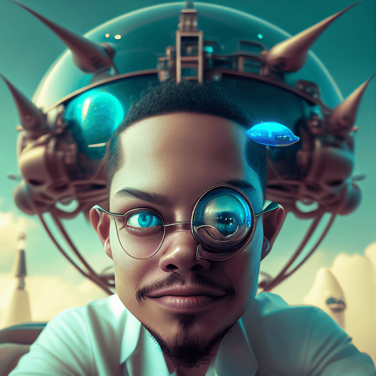 Portrait of portfolio creator – back view