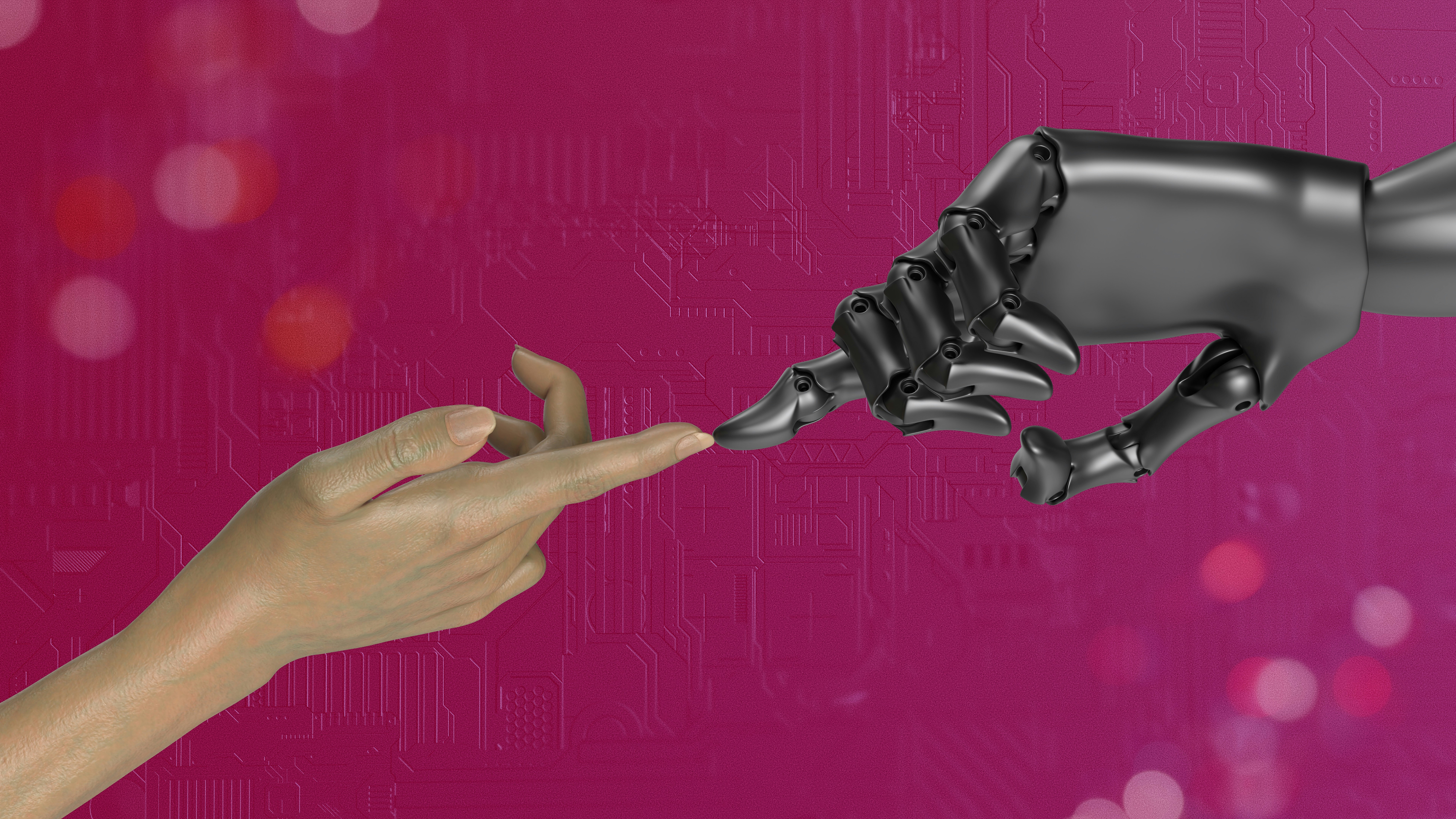 A Human hand Touching Robot Hand- How to Boost Your Productivity with AI Tools