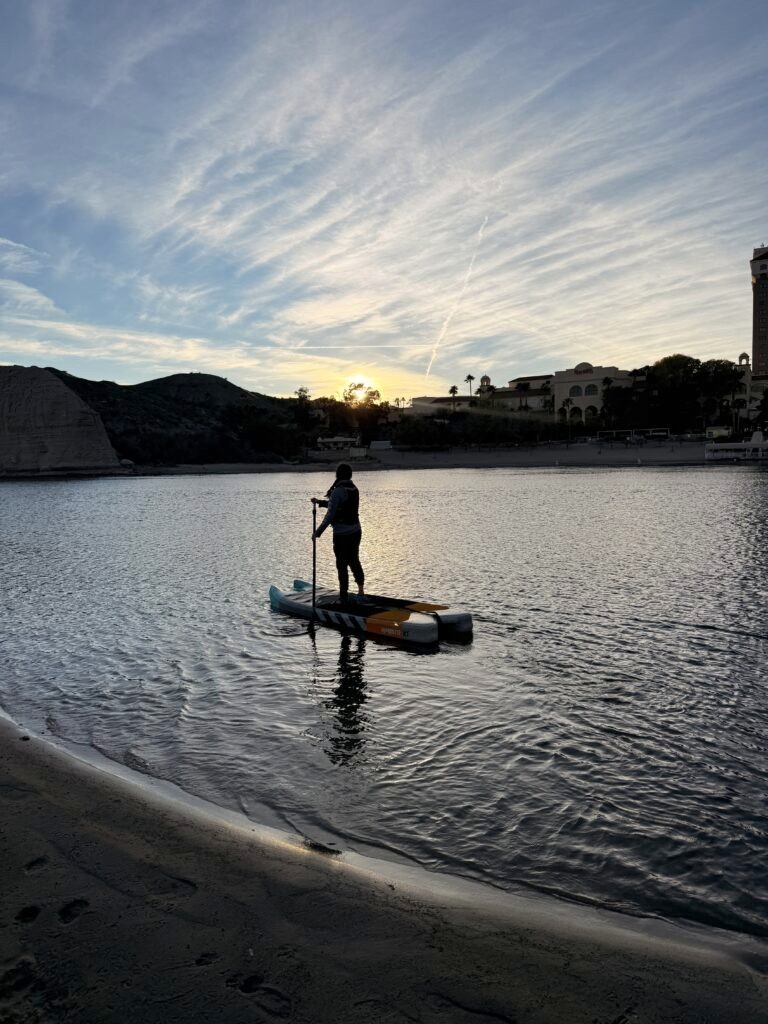 Paddleboarding at sunset on the Colorado River in Bullhead City