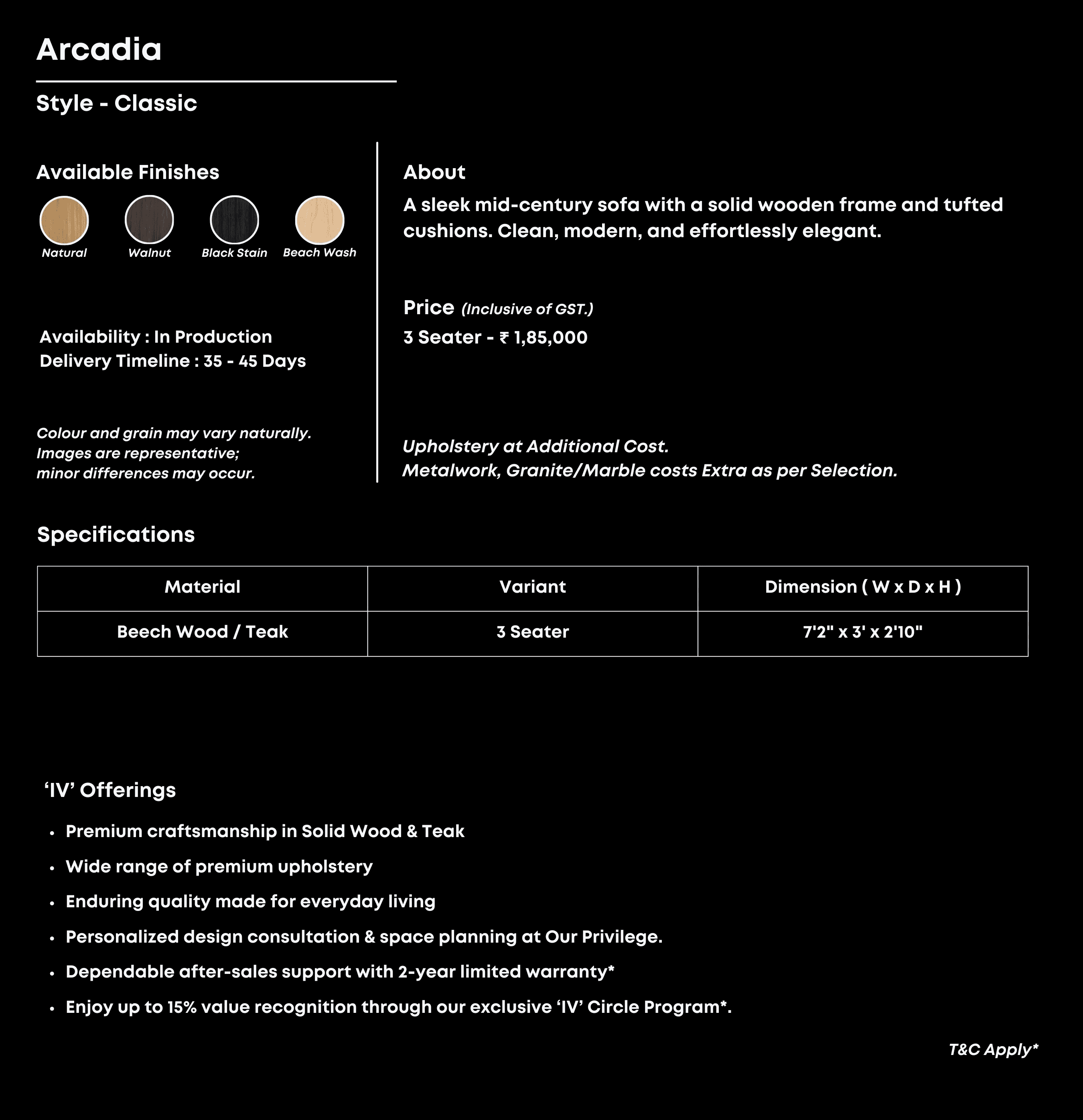 Plum velvet 3-seater with channel tufting and gold-toned legs.