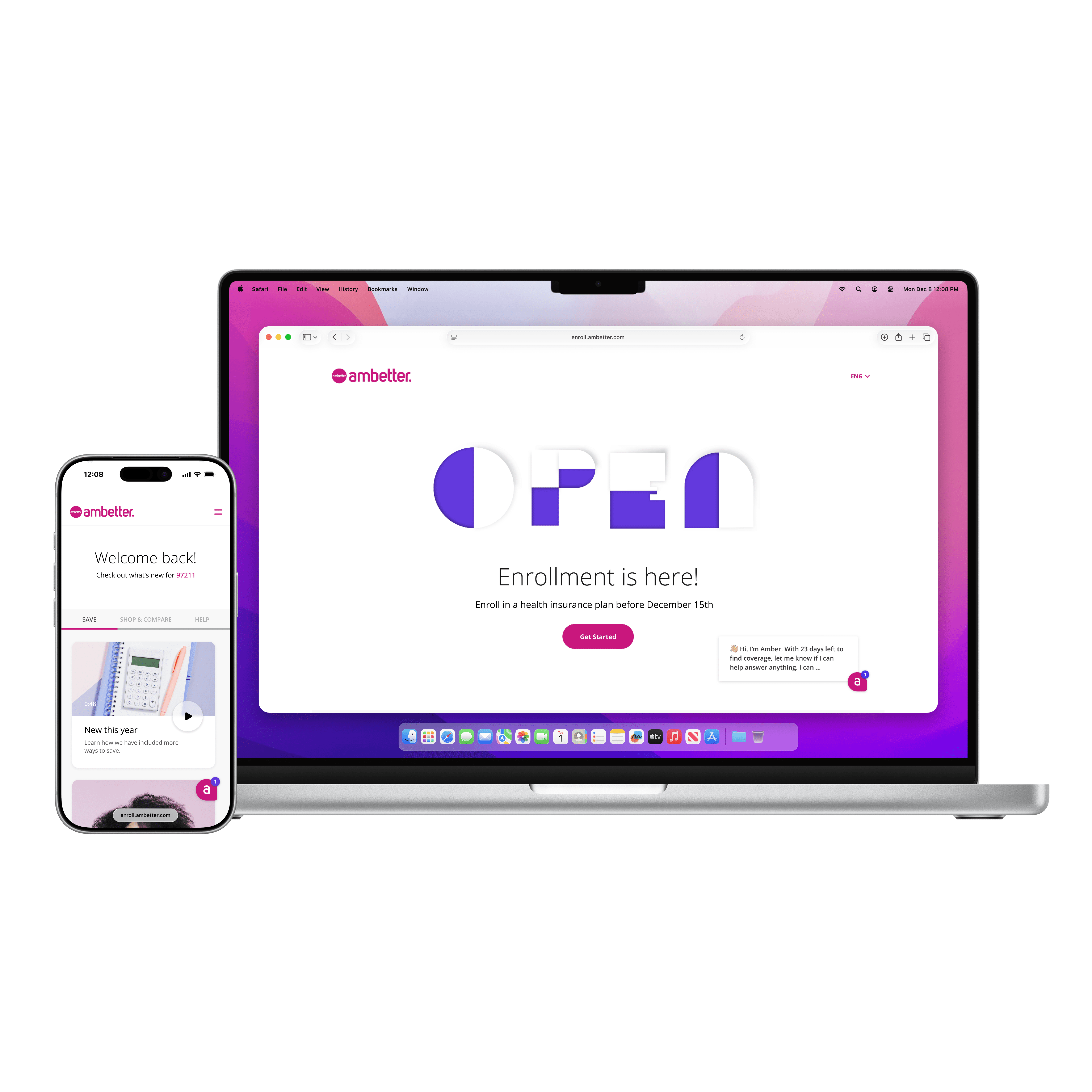 Mobile and Desktop website redesign featuring “Open” paper animation