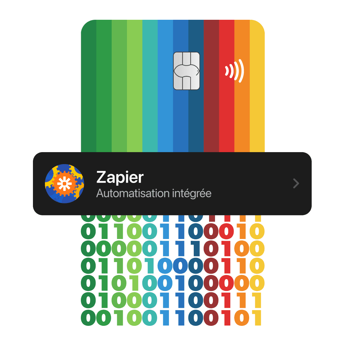 Une image colorée montrant une icône de son et une interface avec des éléments de fond rayés et vibrants.