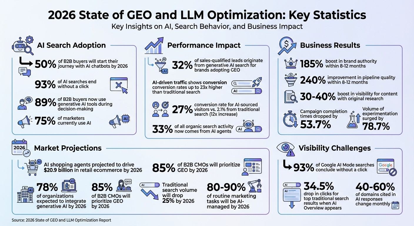 GEO and LLM Optimization Statistics 2026: AI-Driven Search Impact