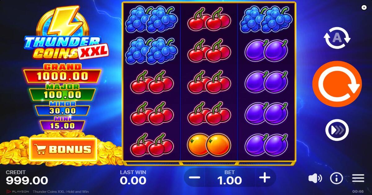 Thunder Coins XXL: Hold and Win - ecran de jeu