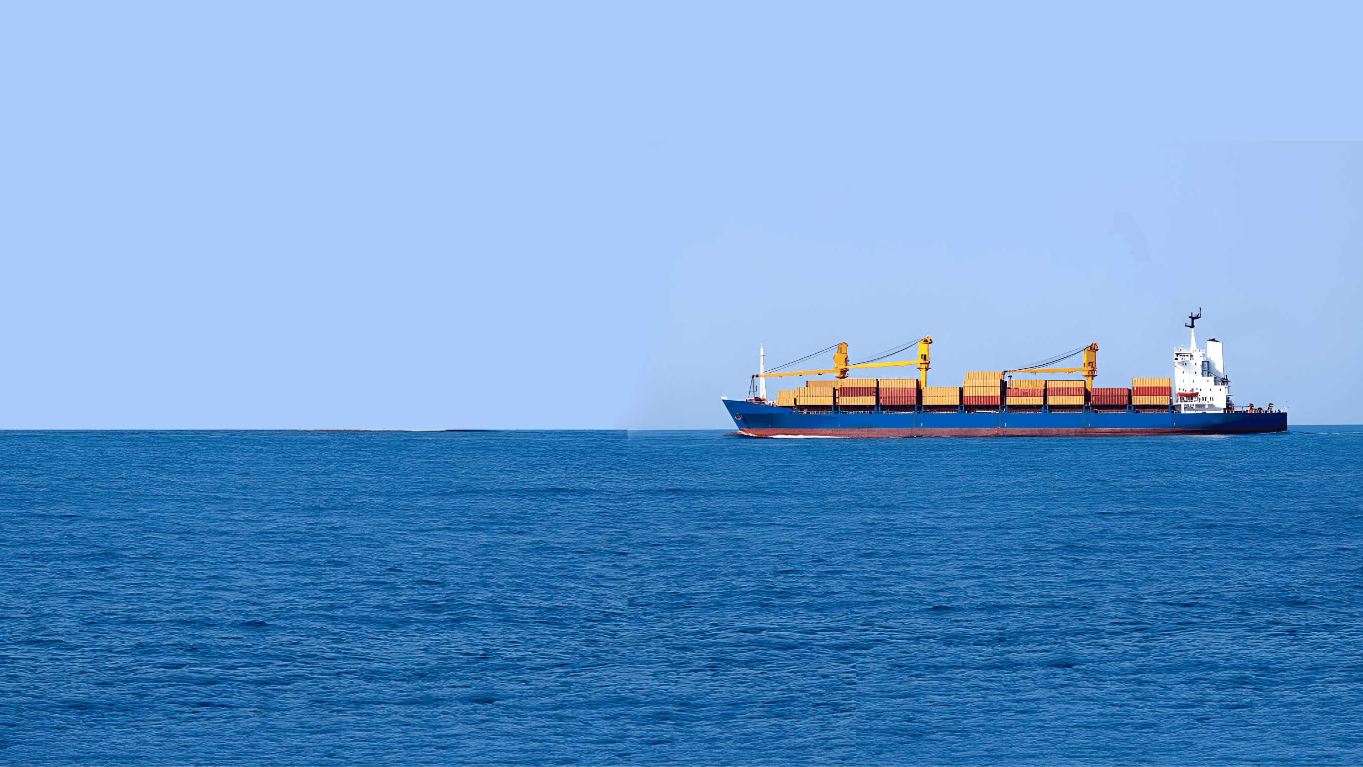 Container ship carrying goods in the middle of the ocean