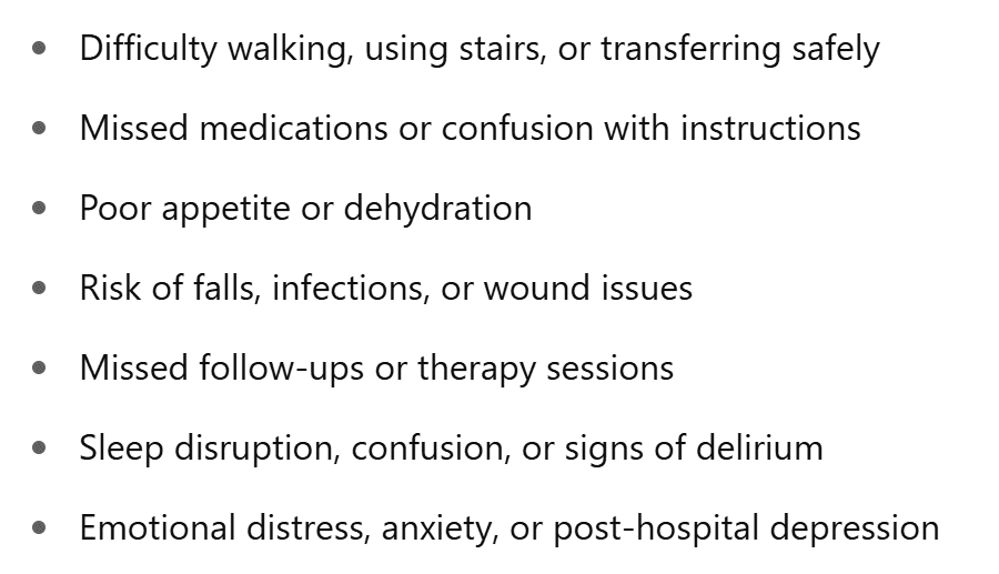Common post-hospital challenges