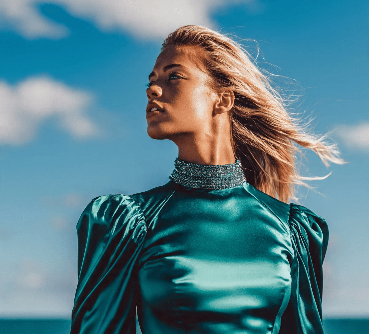 Woman in green dress