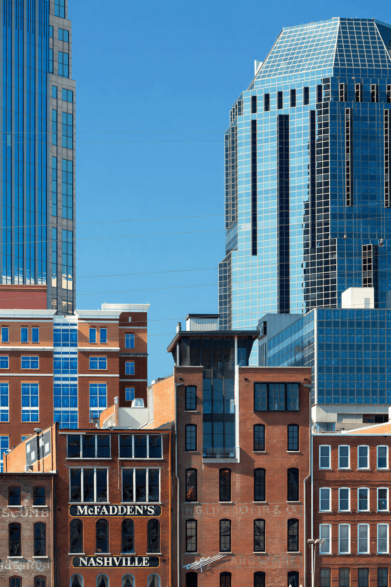 Warehouses and modern office towers In Nashville, Tennessee.