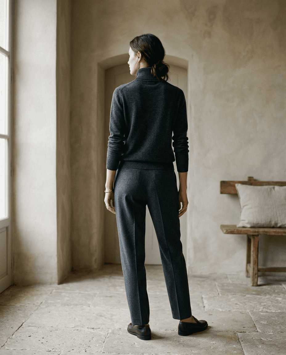 Burgundy Fine Roll-Neck — Charcoal — full
