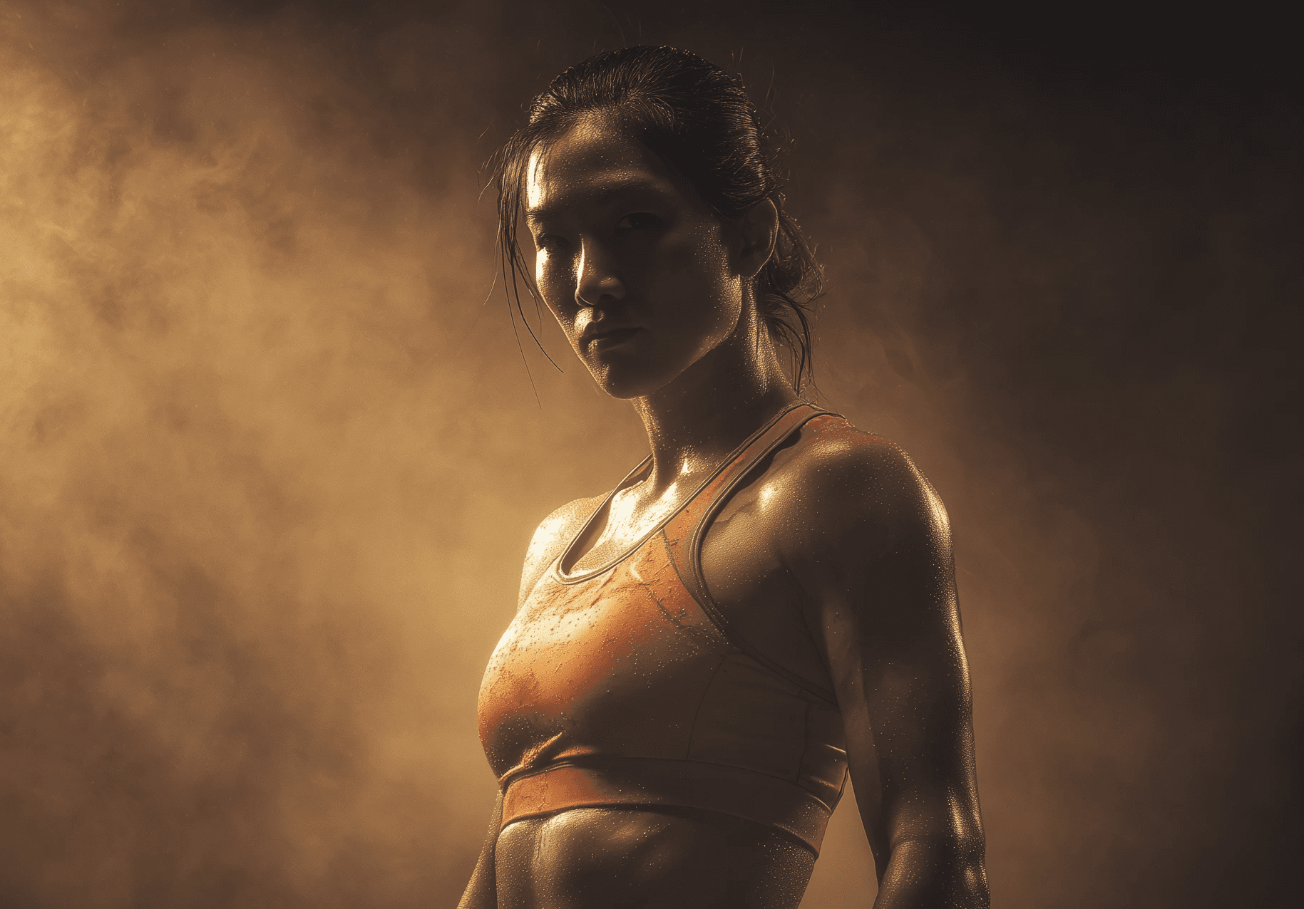 A female Muay Thai fighter posing at INNOV8 MMA gym