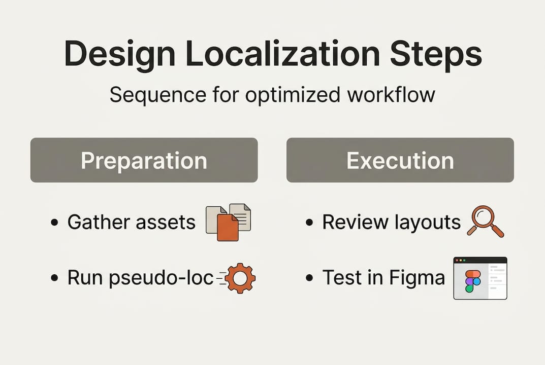Infographic showing design localization workflow steps