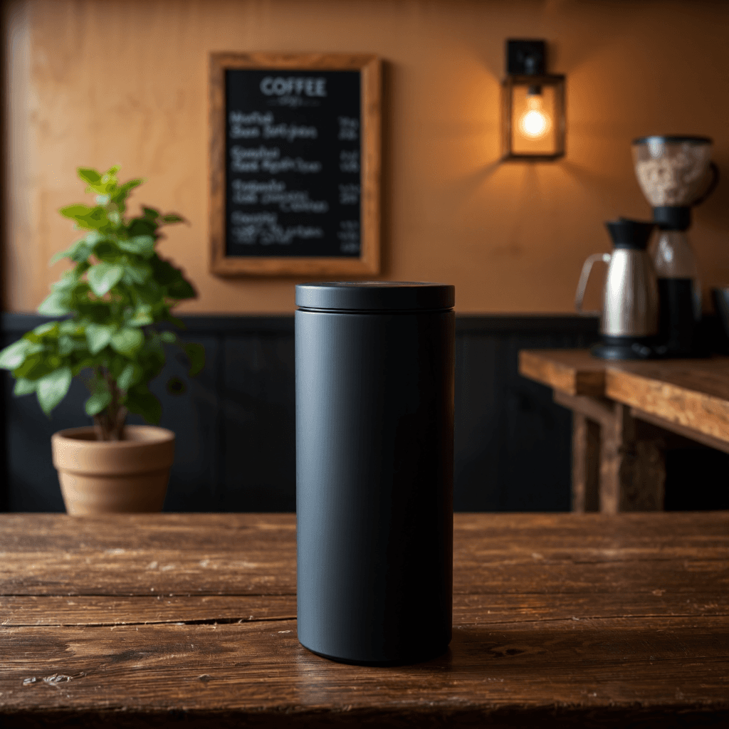 product photography of a cylindrical container of coffee