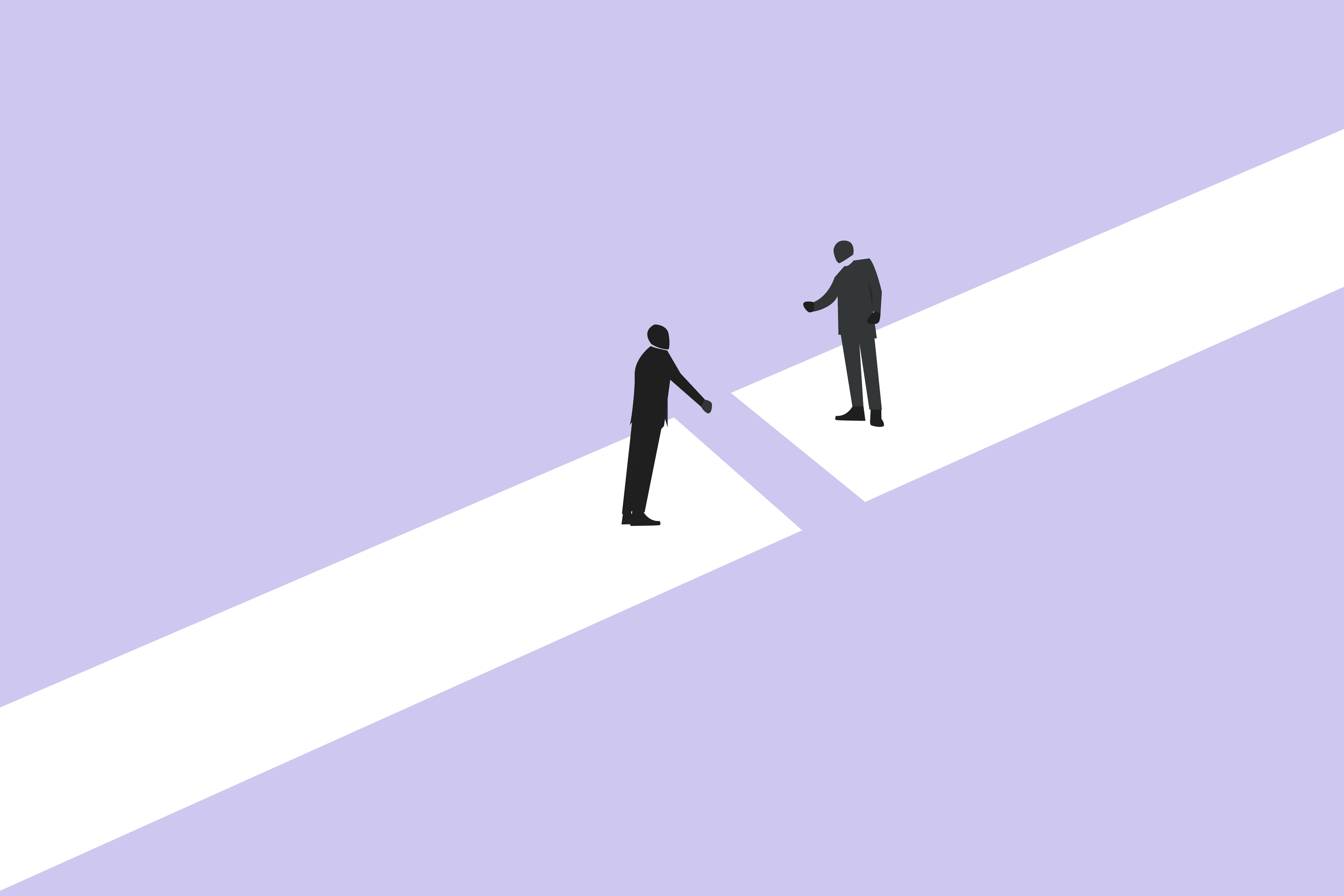 Two people bridging a gap