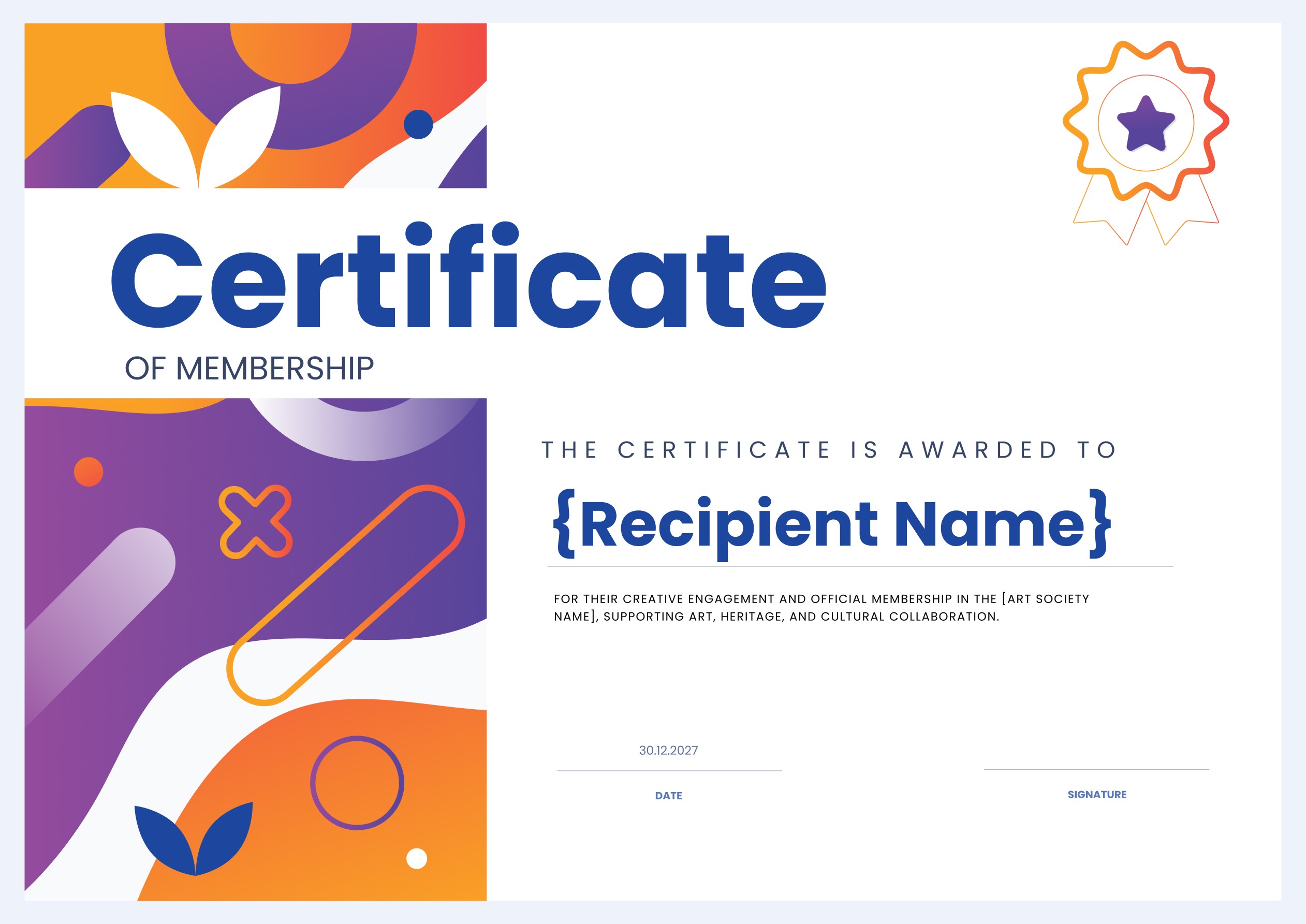 Wauld - Vibrant and creative certificate of membership template