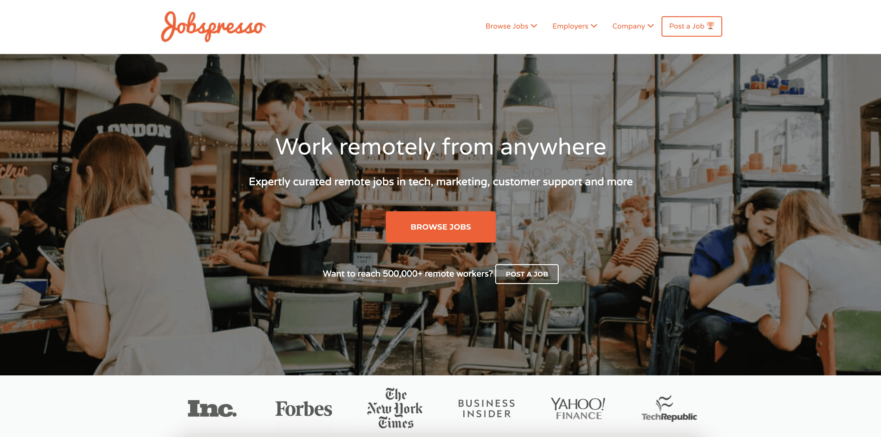 Jobspresso homepage