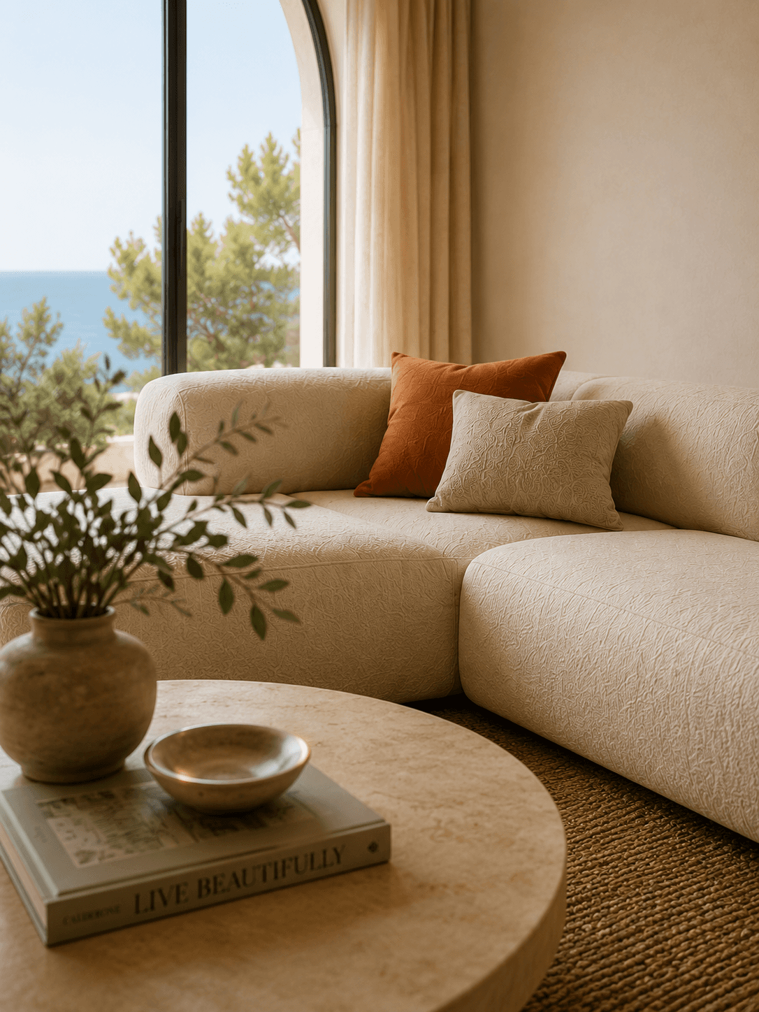 Serene coastal living space with subtle elegance