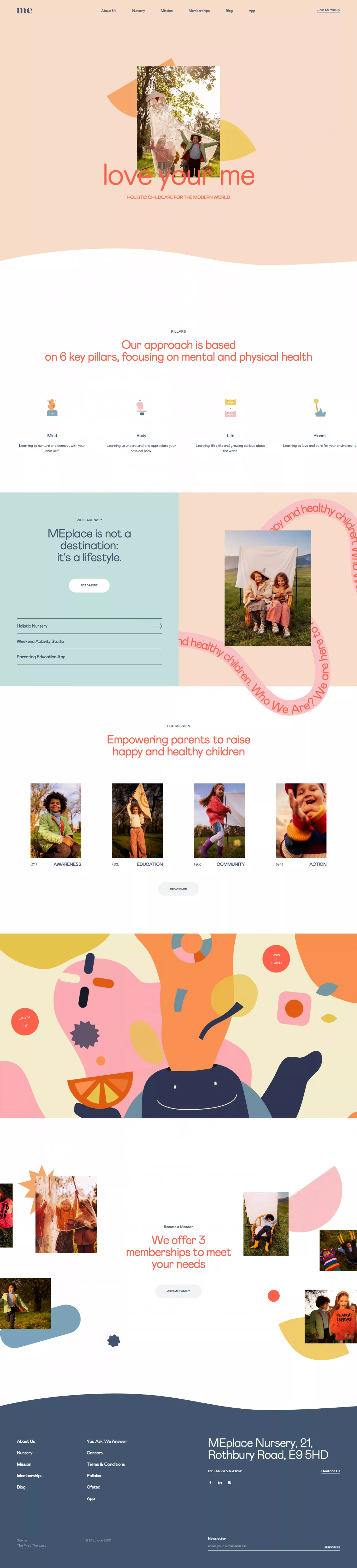 MEplace landing page screenshot showcasing Education design