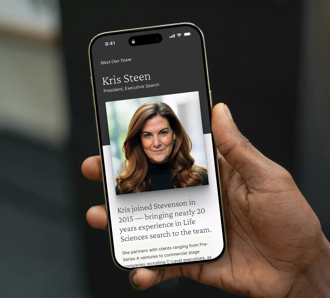 Stevenson Search Partners website design on mobile device