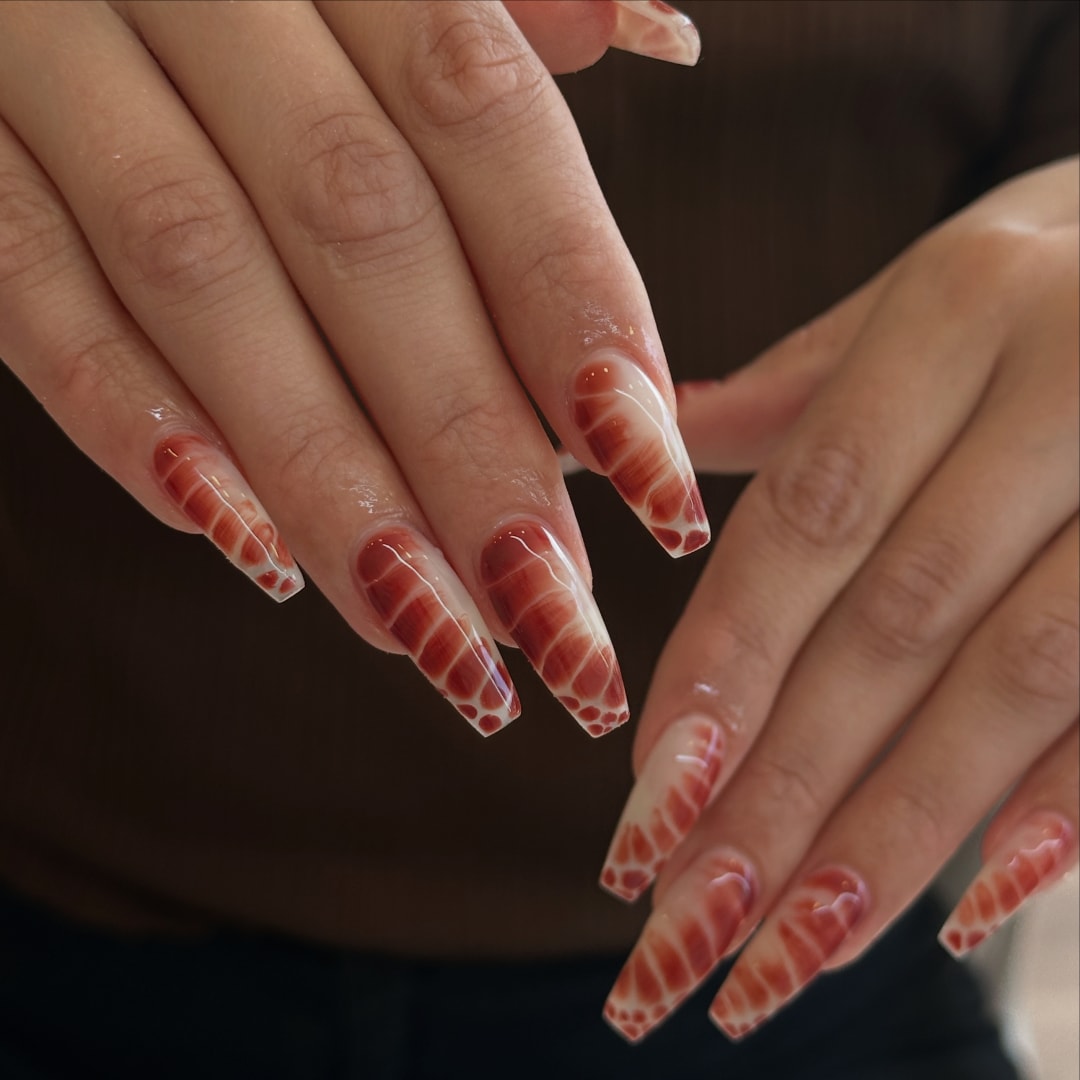Terracotta glazed nail art by Aeri Beauty