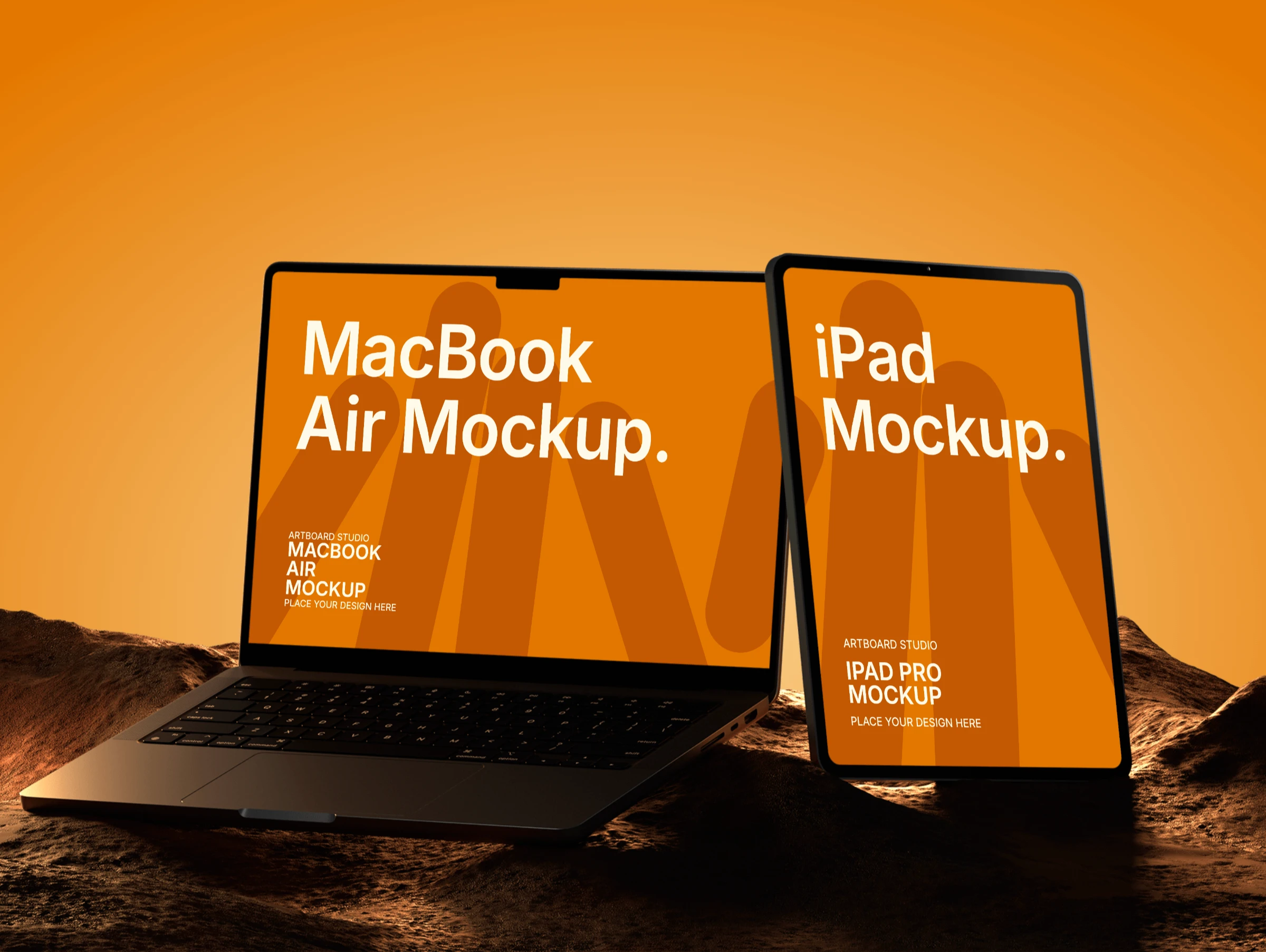 iPad mockup with a MacBook