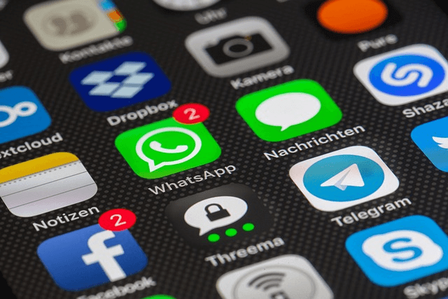 Apps displayed ona a phone screen