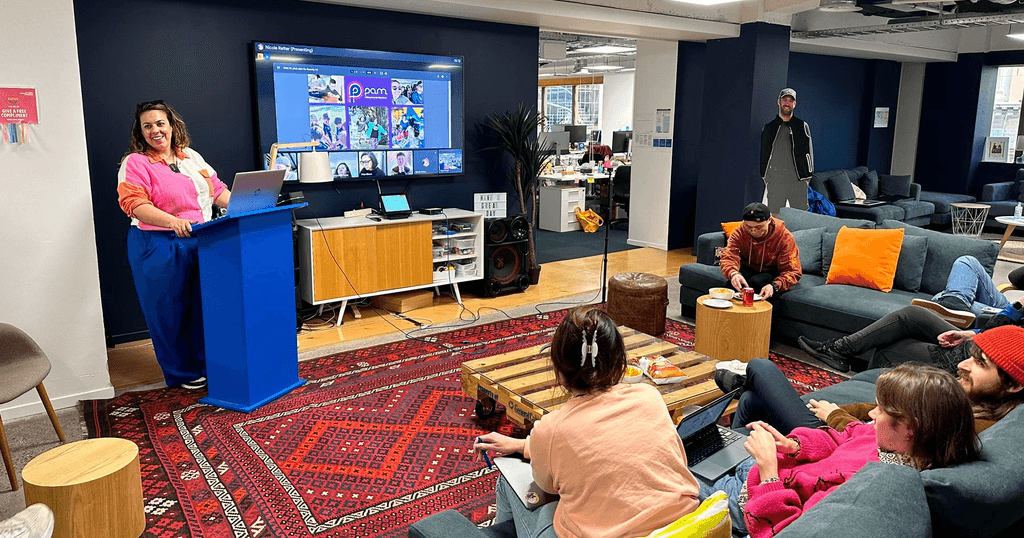 Nicole commanding the stage at PaperKite