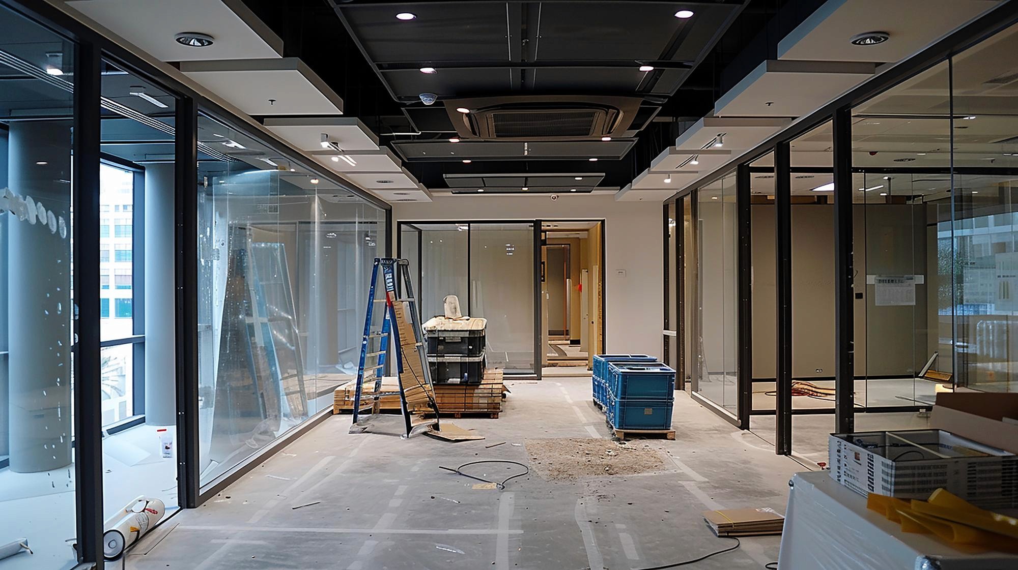 香港國際機場 HKIA 辦公室翻新採用分階段圍板施工，確保企業日常業務不受裝修工程干擾 (Phased construction hoarding for HKIA office renovation to ensure business continuity)