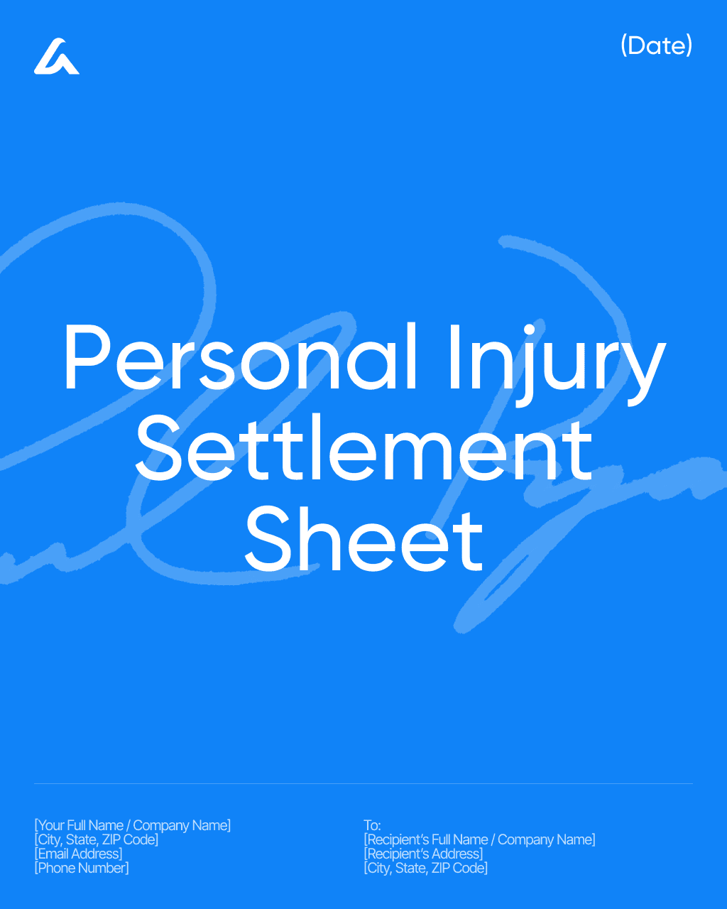 Personal Injury Settlement Sheet