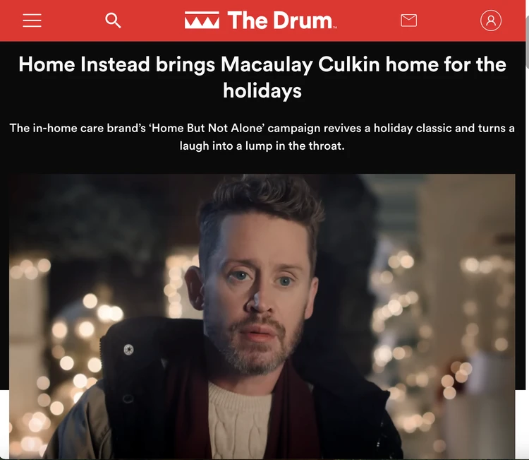 screenshot from a news website The Drum