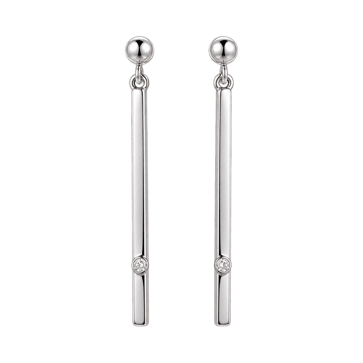 Long silver bar earrings