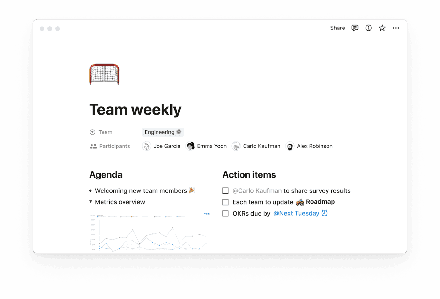 Notionは、すぐに使えるテンプレートを備えたユーザーフレンドリーなインターフェースに重点を置いています。
