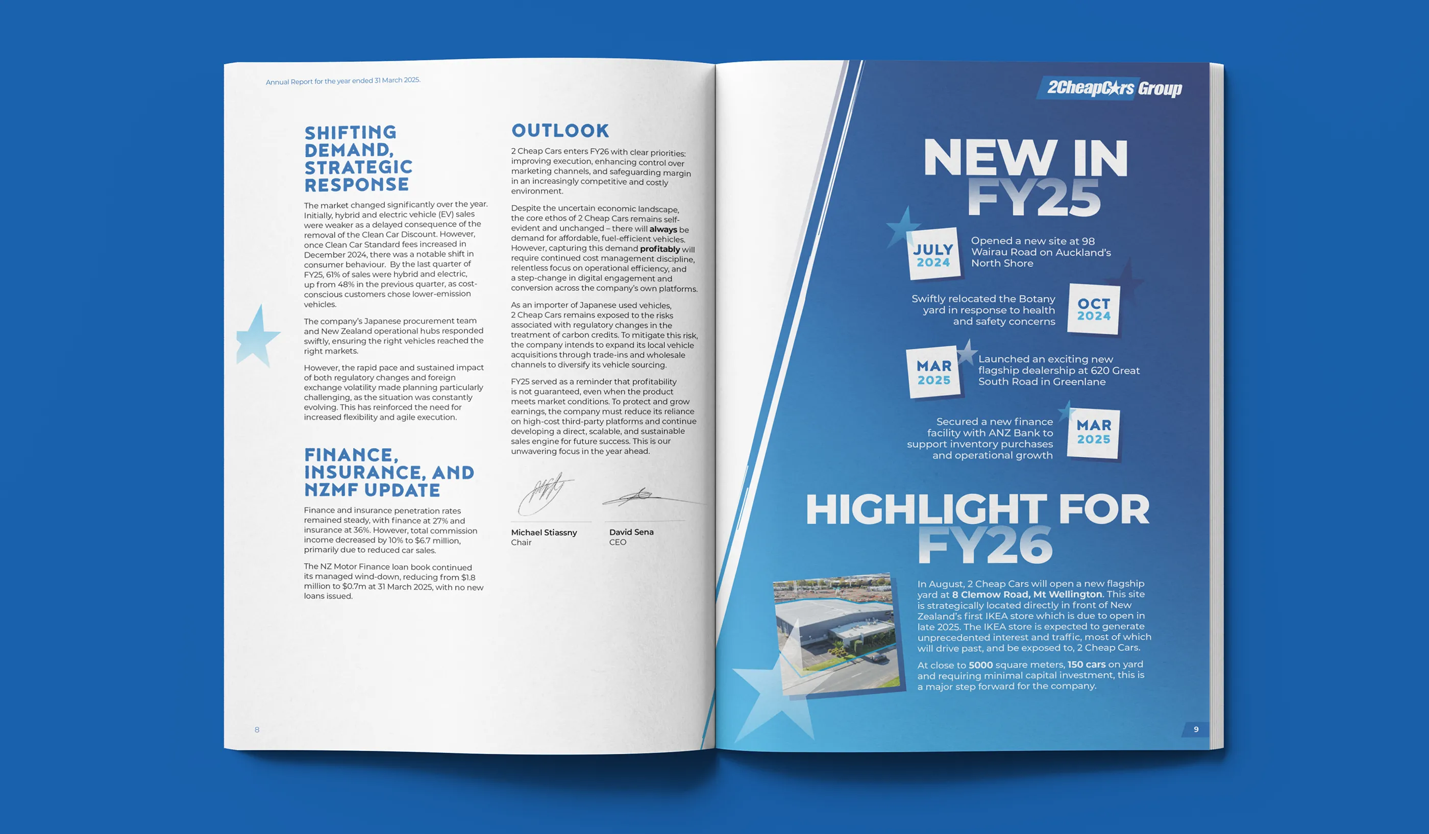 2 Cheap Cars Group stakeholder annual report on a blue background