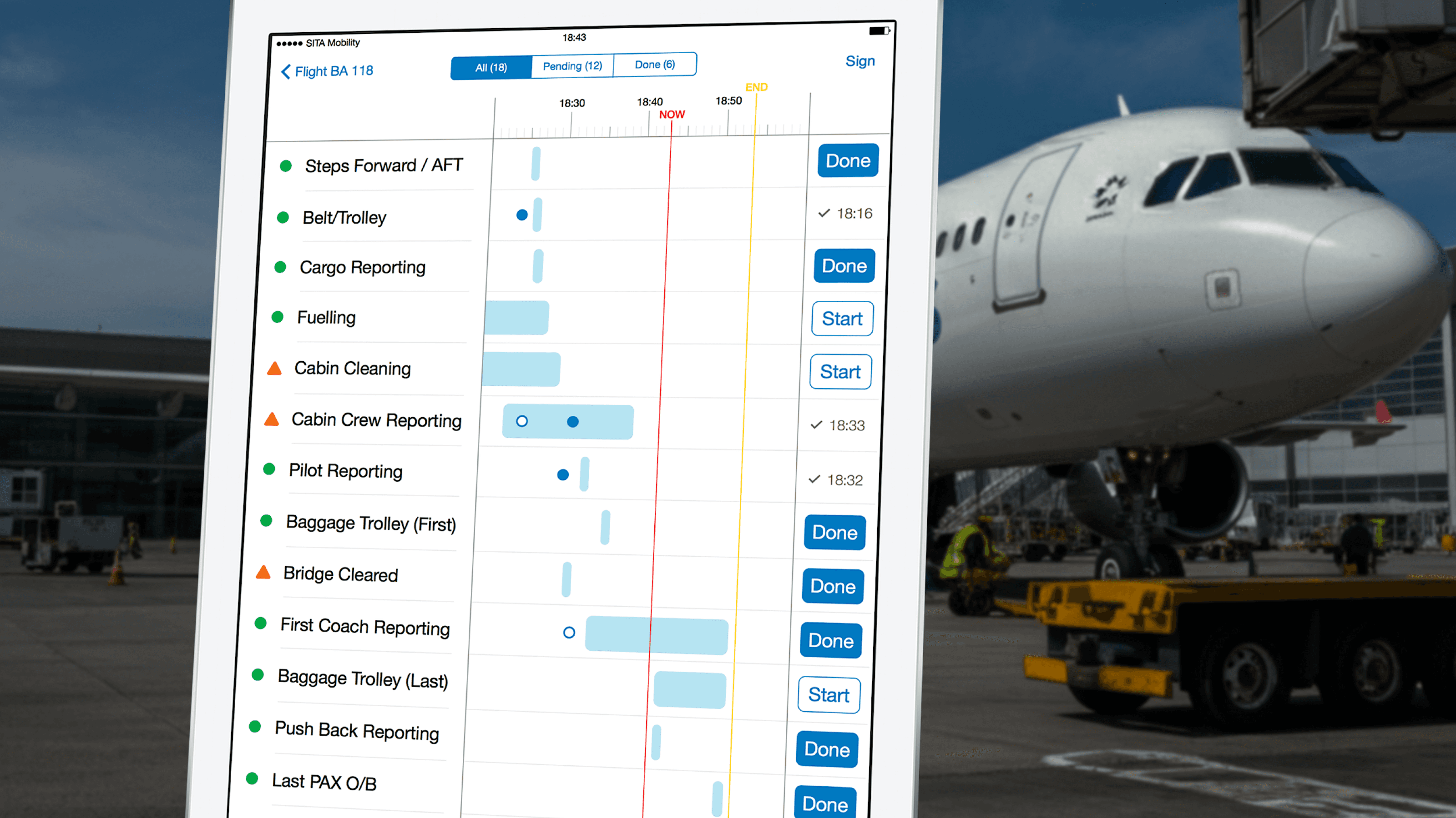 Screenshot of the ramp operations UI in SITA Airside