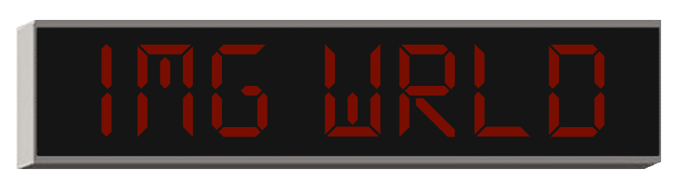 letters "imgwrld" pronounced "image world", are spelled out in illustrative cloud shaped fonts  