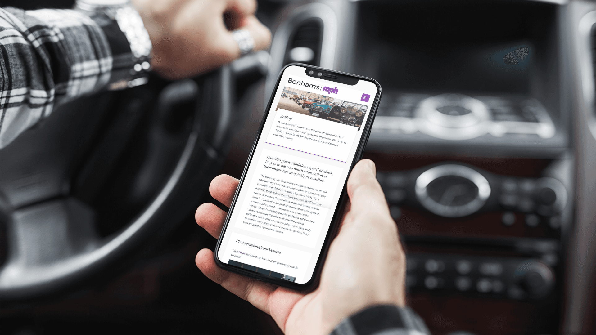 The Bonhams website on mobile