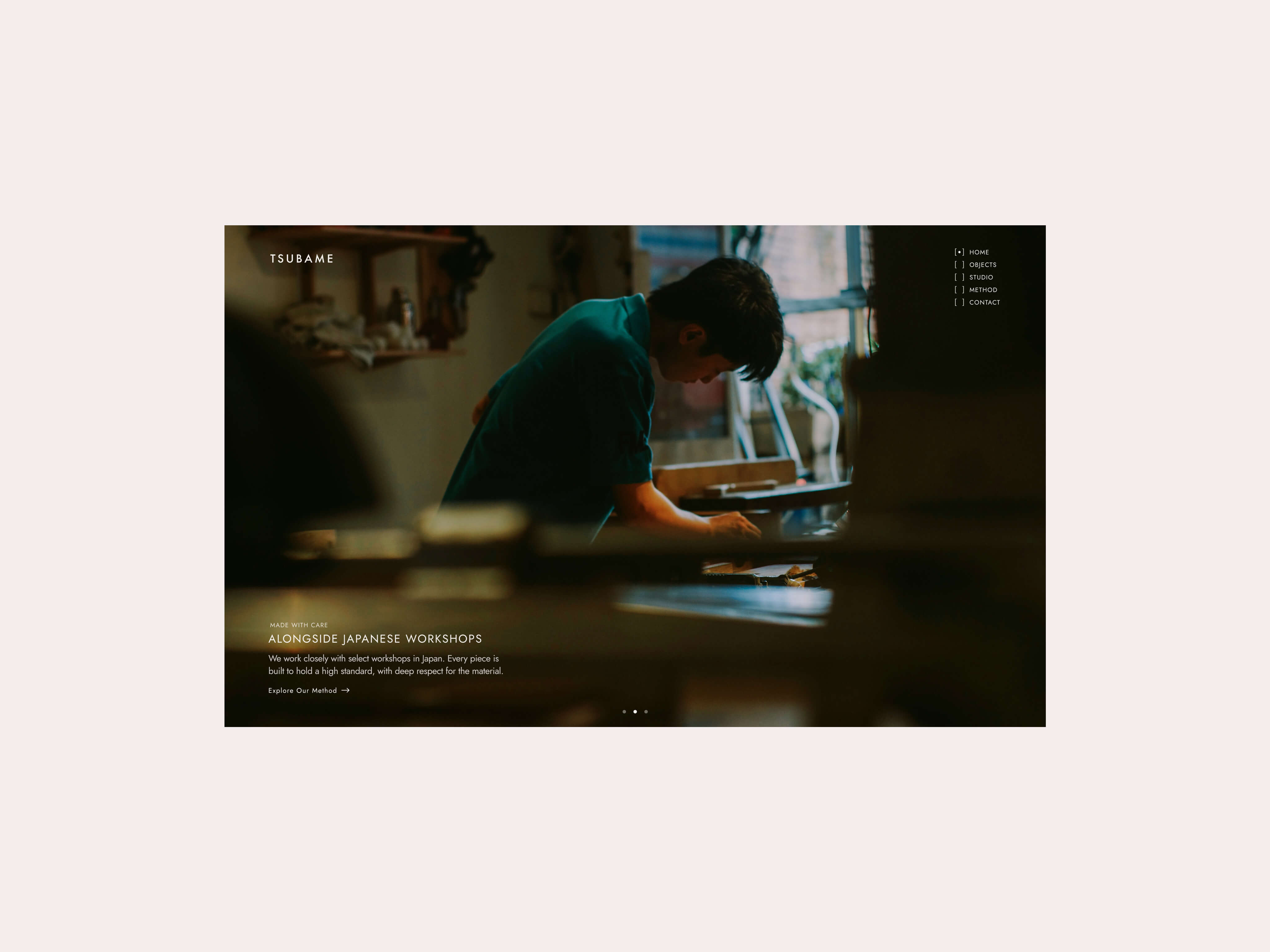 Graphic display of the hero section from the Tsubame template