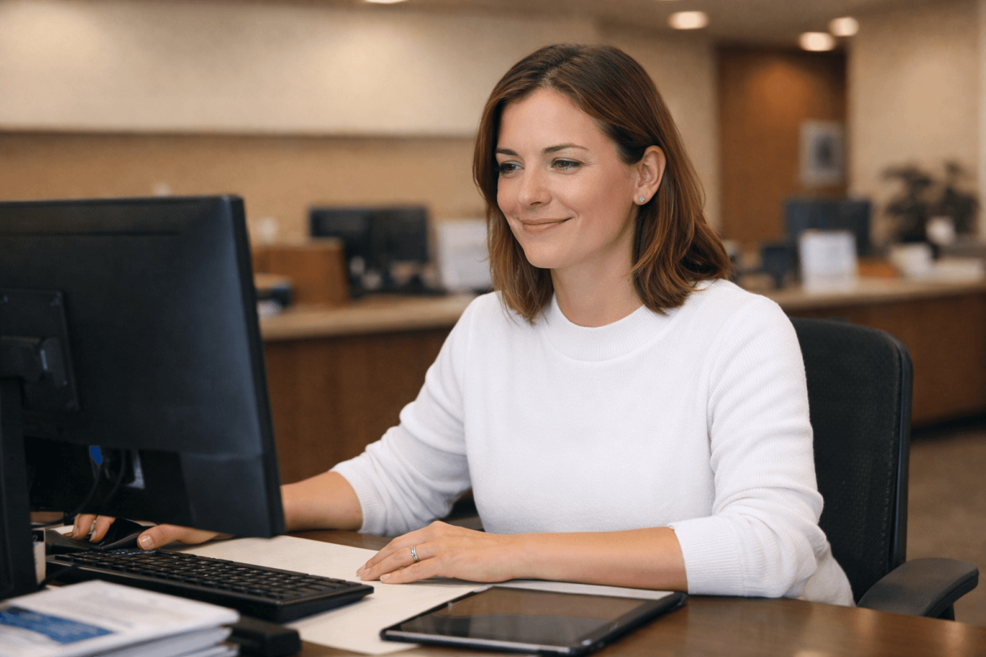 Credit union professional using CU*NorthWest CBX core value add-on software tools