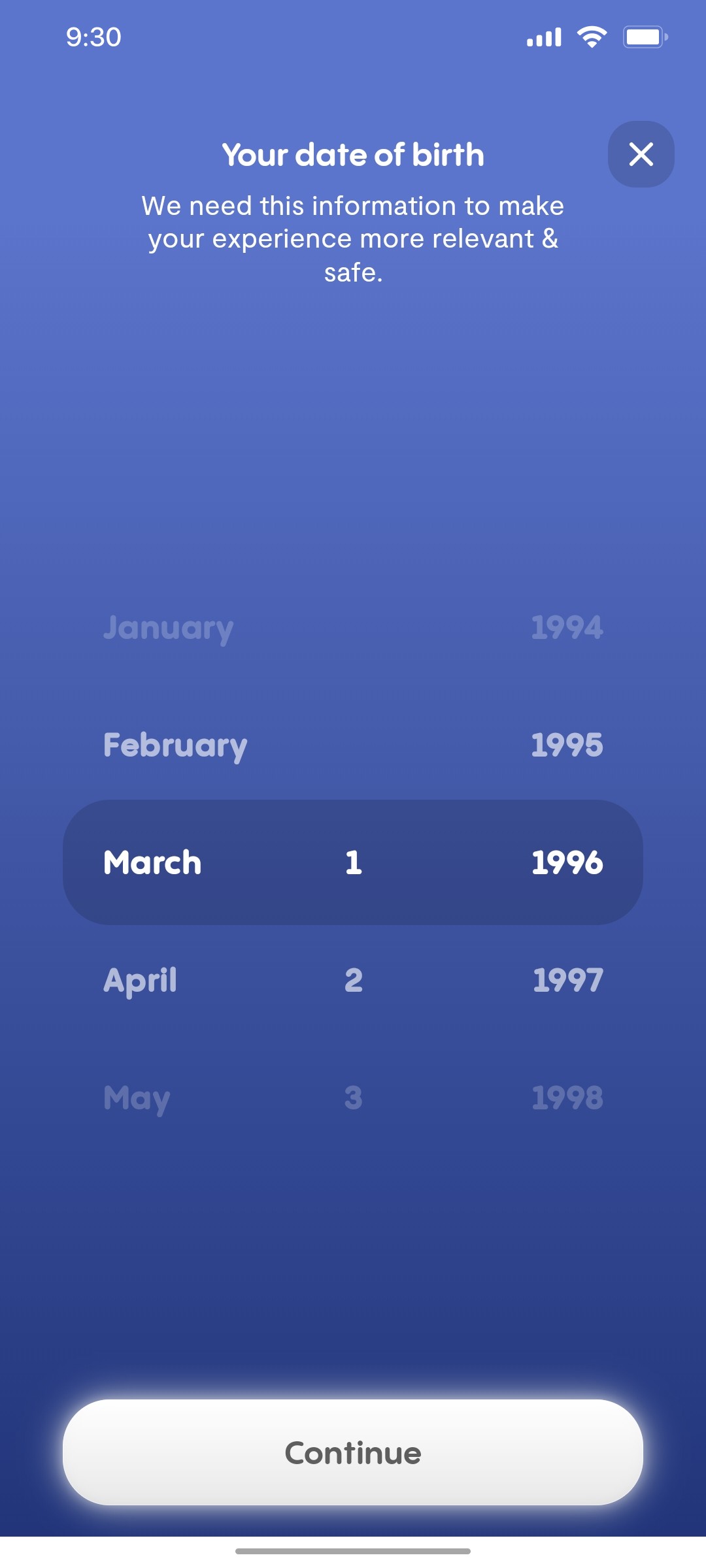 Replika Date of Birth screen