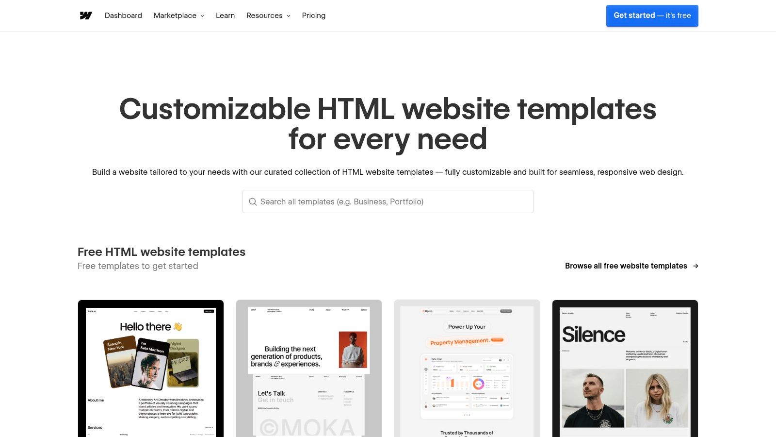 Webflow Templates Marketplace