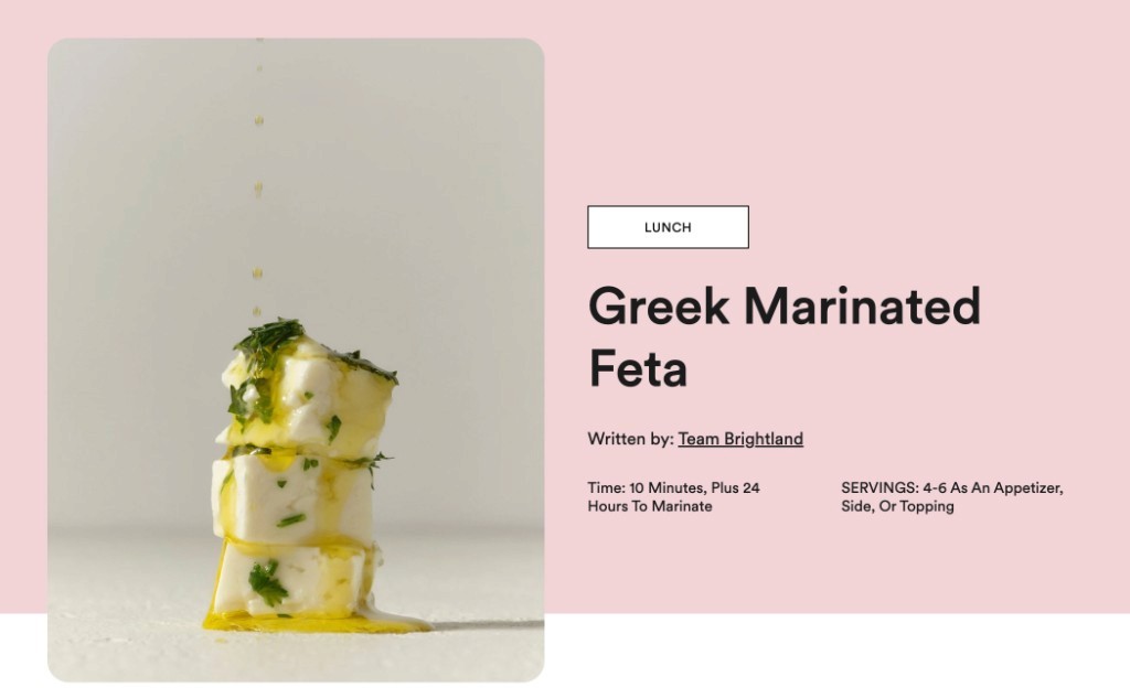 Brightland Greek marinated feta recipe with simple ingredients and instructions