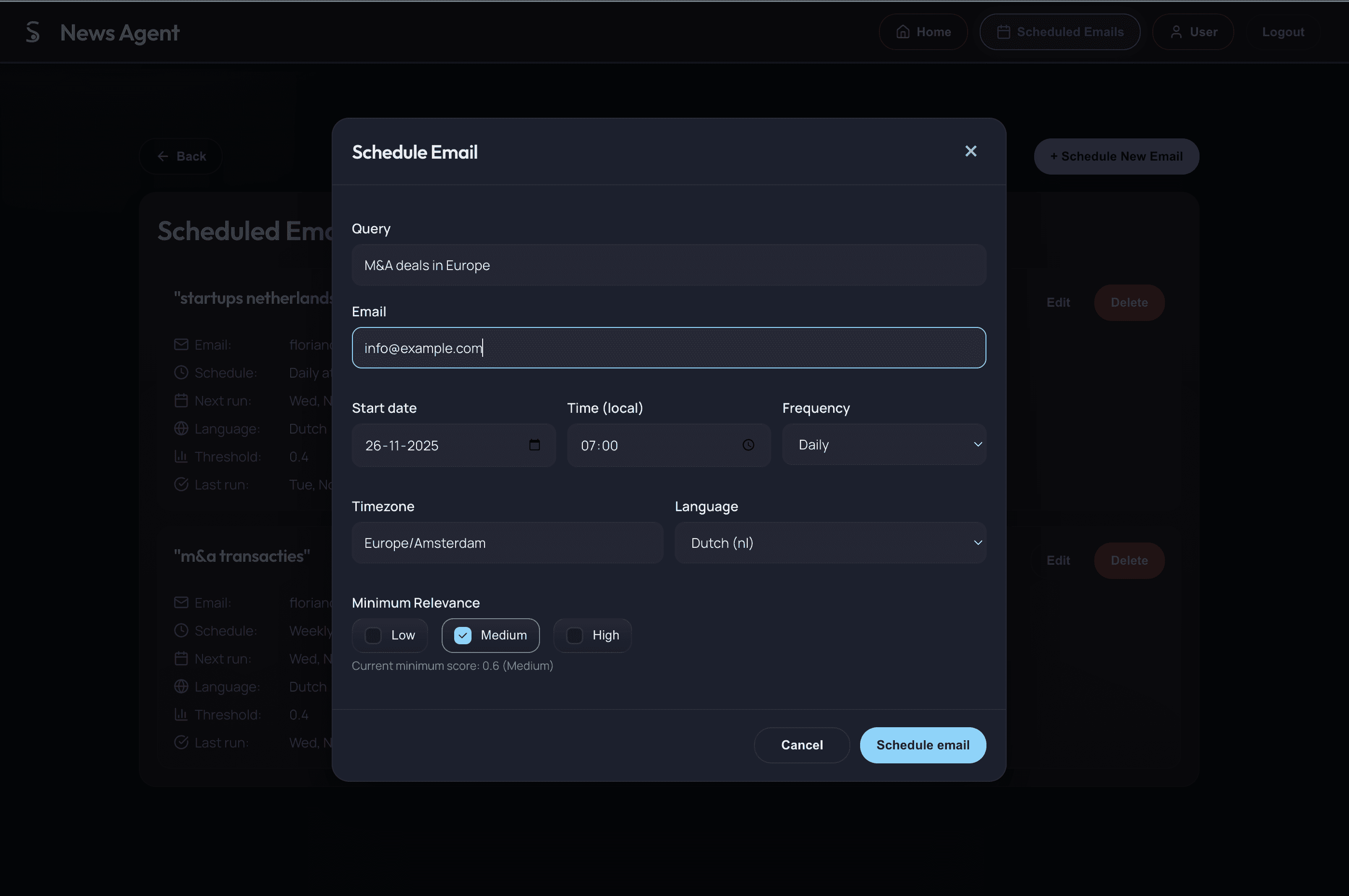 An image of Freelio's project ui