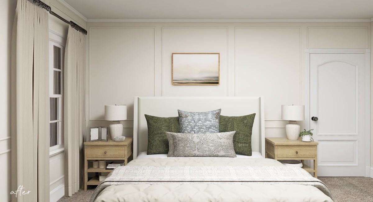 Primary Bedroom Design Green & Blue