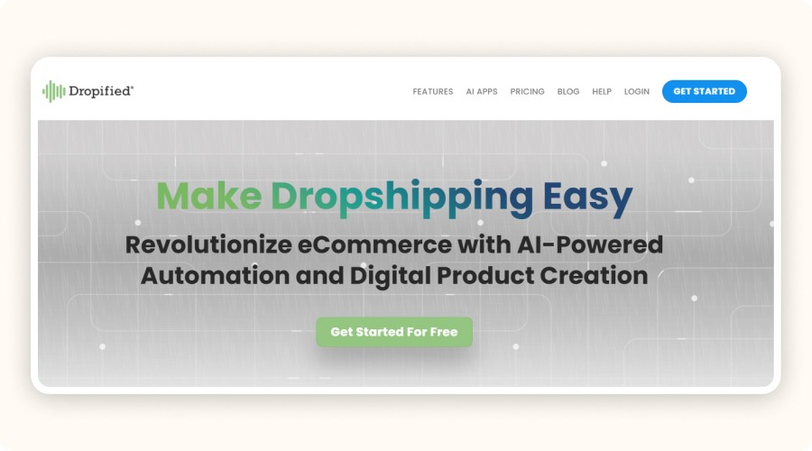Dropified homepage with multichannel automation pitch