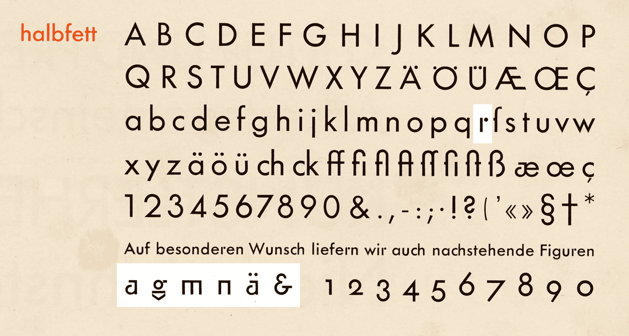 Typographie Futura specimen original