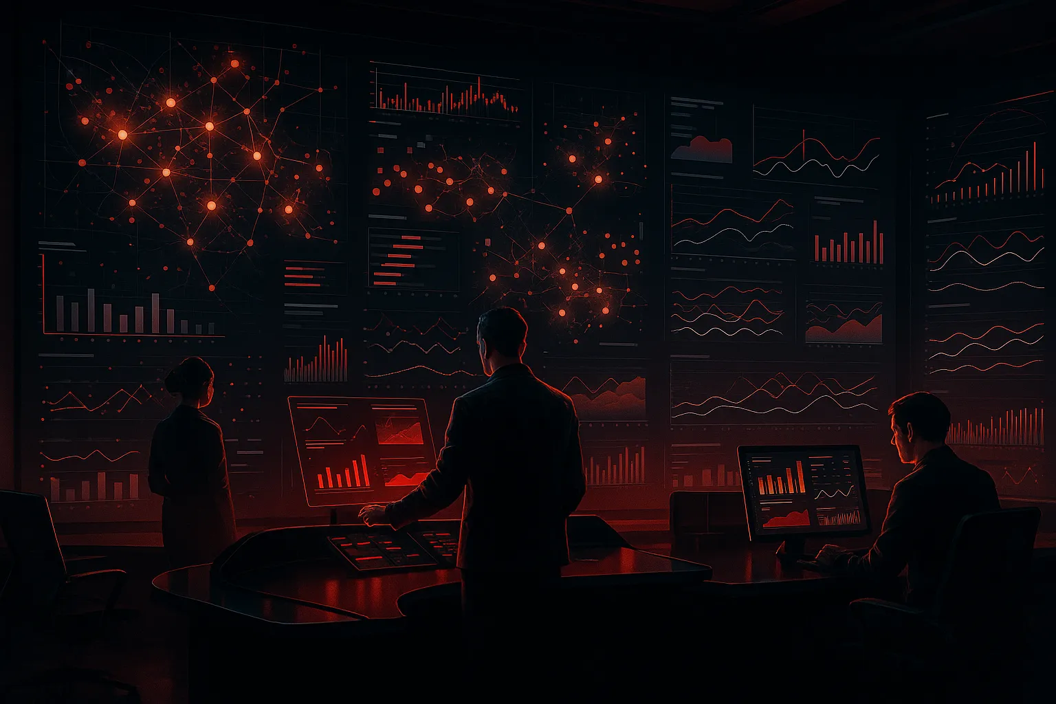 RockN' Socials team analyzing data; a digital marketing agency scene.