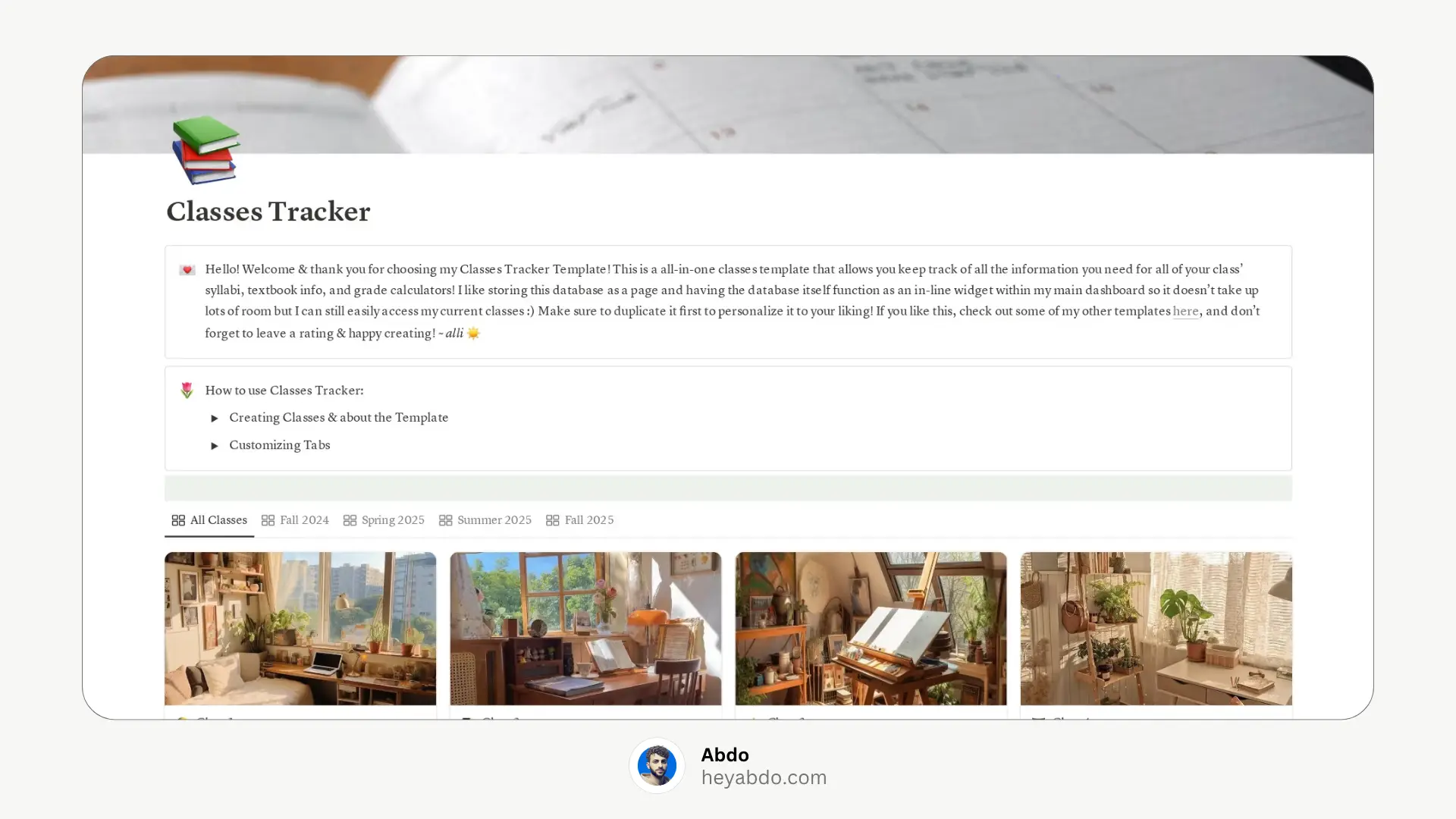 Class Tracker – Notion Template