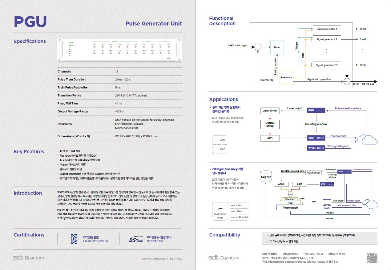 SDT PGU(Pulse Generator Unit) 제품소개서