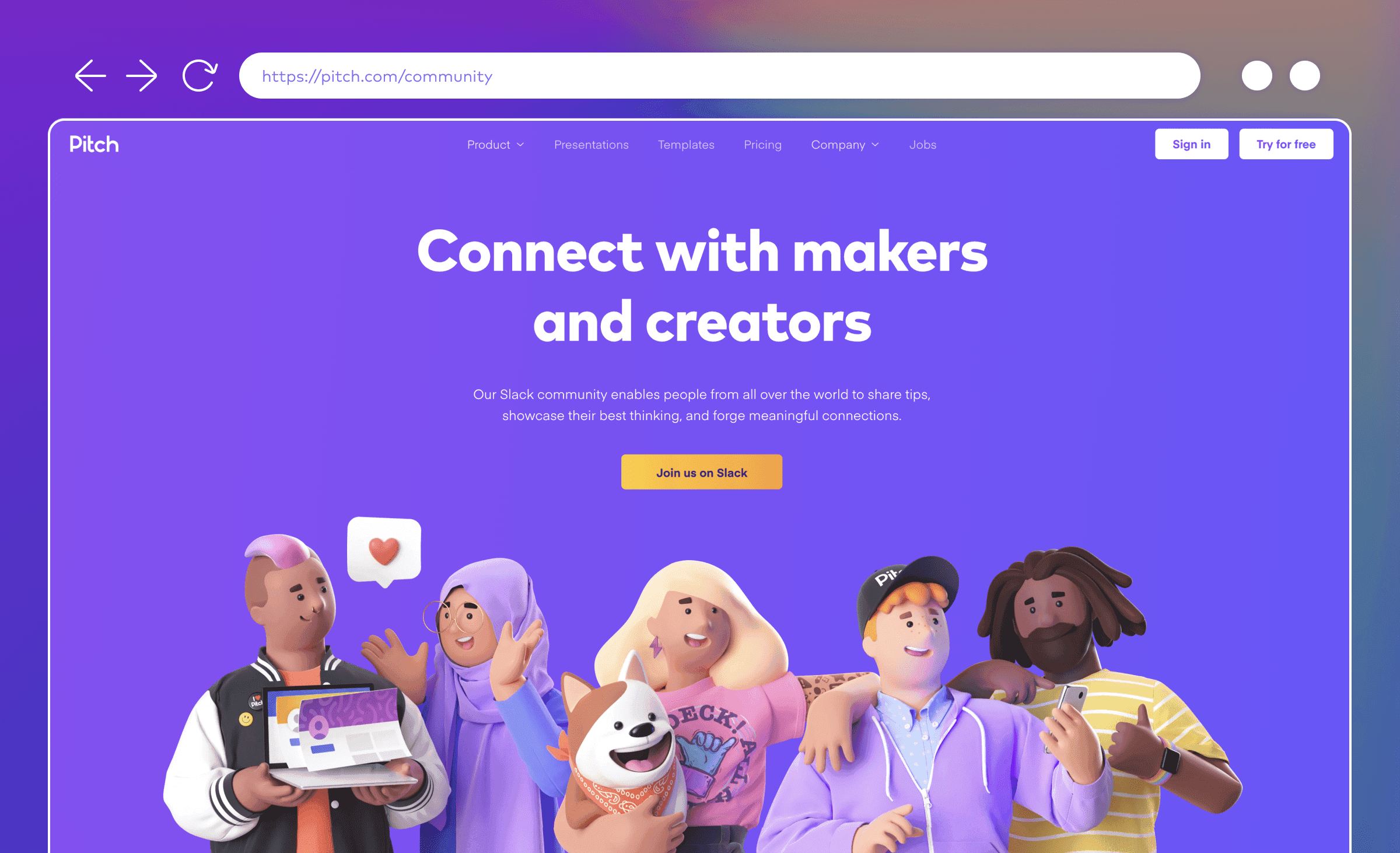 A screenshot of Pitch's Community page. Click on the image to go to the page.