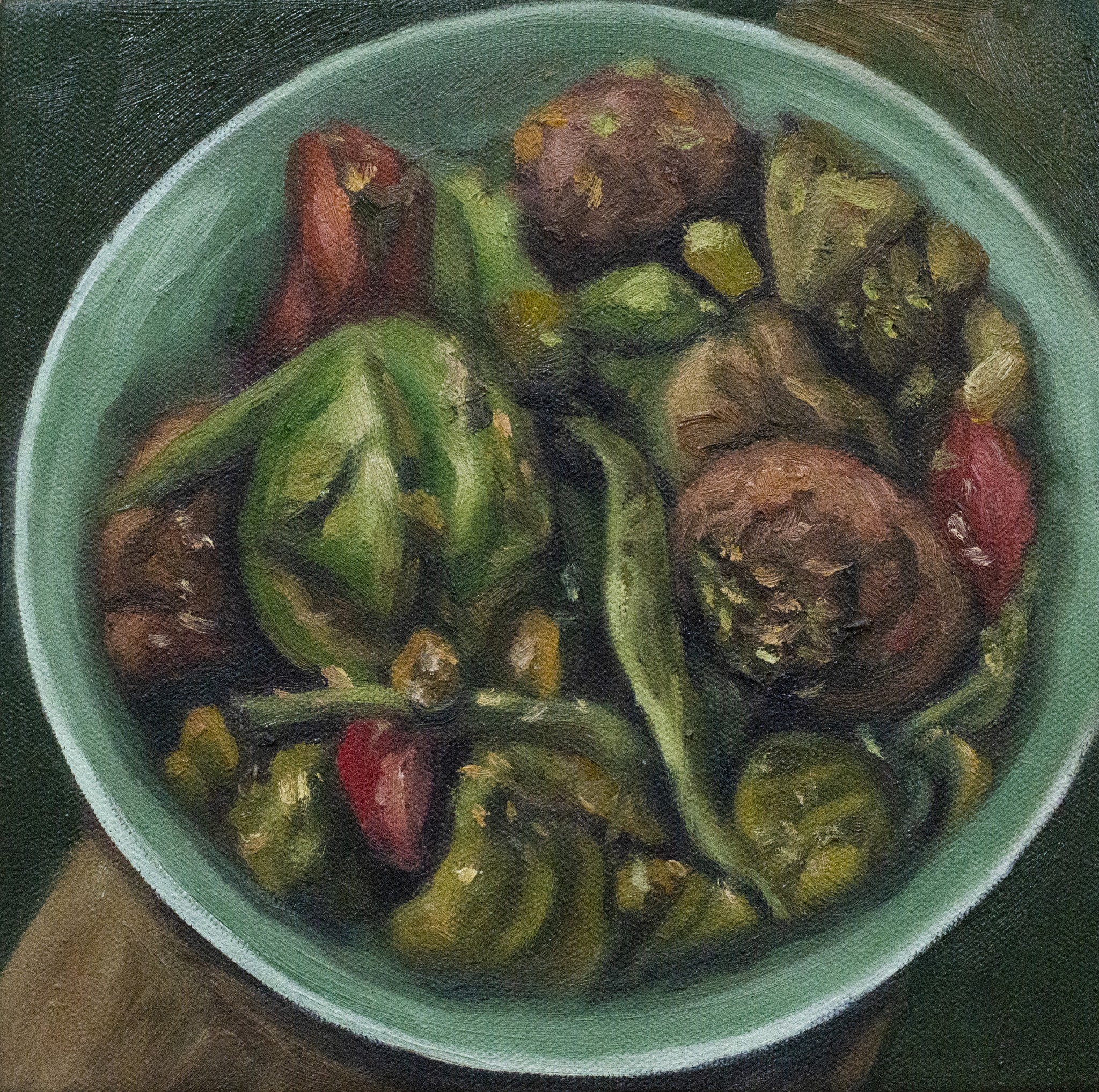 red and white abstract painting